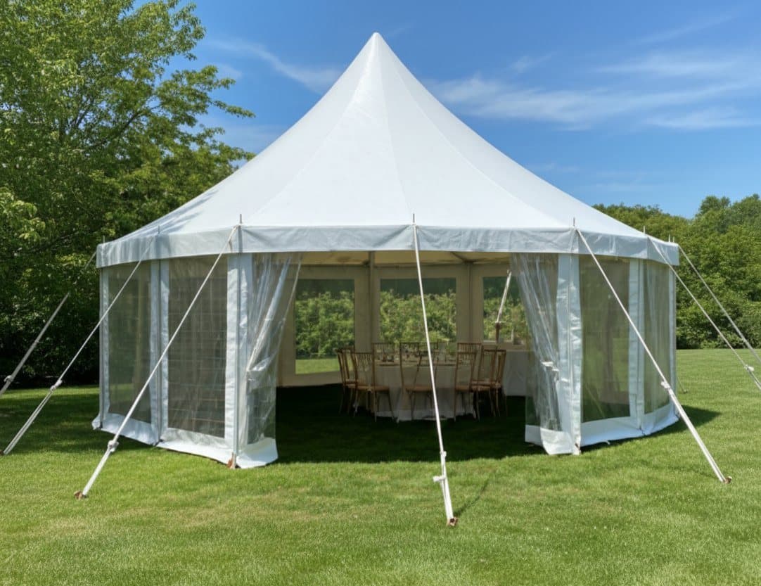 A white marquee tent